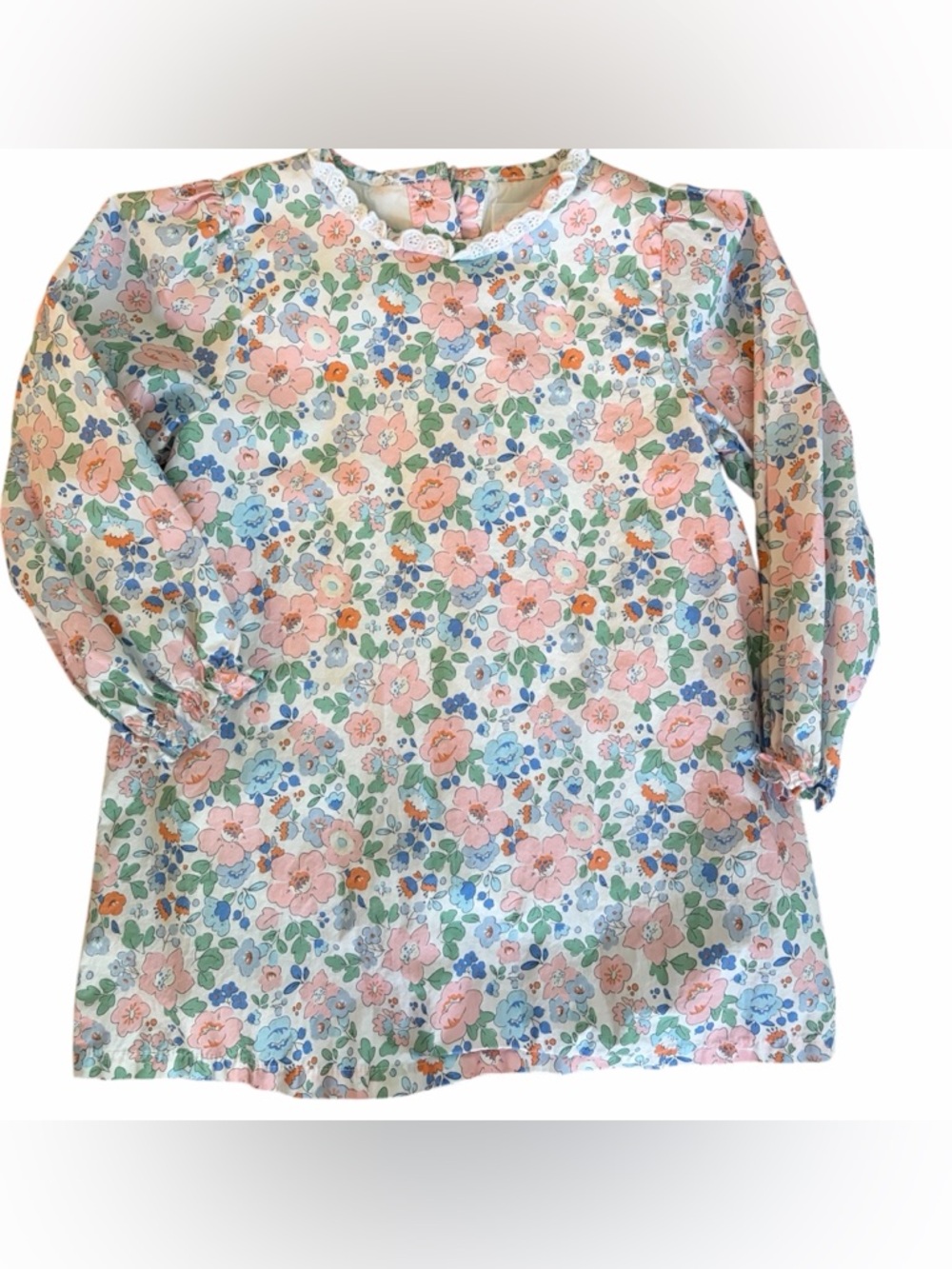 Cecil and Lou Girls Floral Long Sleeve Top — Pastel Pink & Blue Print